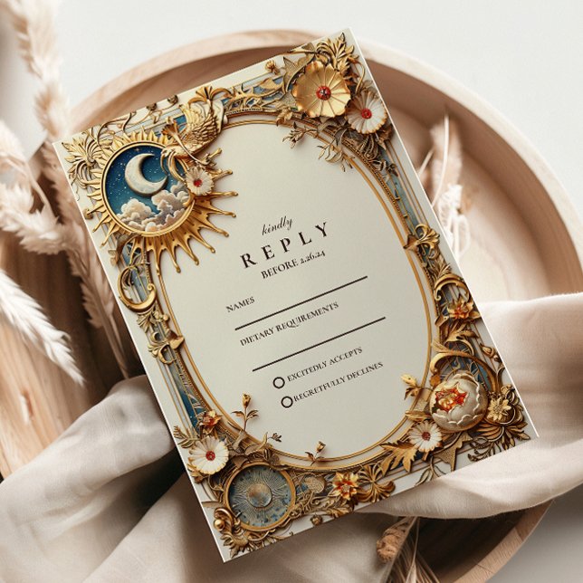 Cosmic Vintage Constellation Wedding RSVP Card (Creator Uploaded)