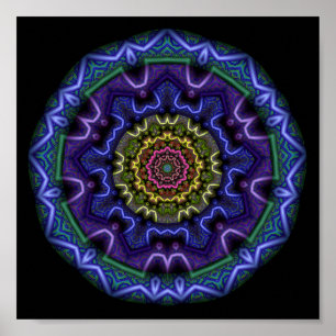 Cosmic Violet Mandala Kaleidoscope Poster