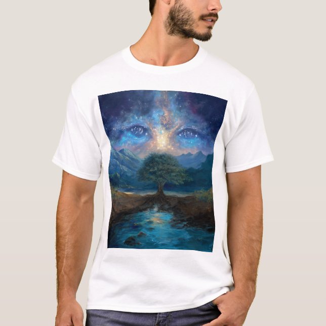 “Cosmic Vision Spirit Tree Fantasy T-Shirt – Mysti (Front)