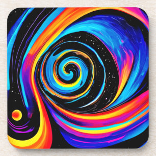 Cosmic Vortex Swirl in Neon Hues Coaster