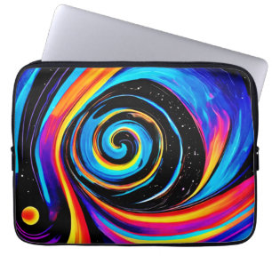 Cosmic Vortex Swirl in Neon Hues Laptop Sleeve