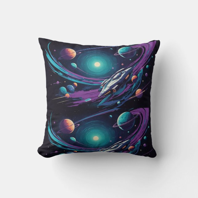 Cosmic Voyage Throw Pillow (Front)