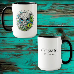 Cosmic Voyager   Alien Extraterrestrial Floral Mug