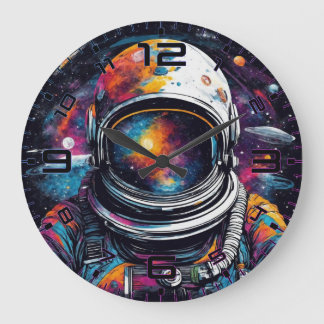 Cosmic Voyager Astronaut Nebula Wall Clock