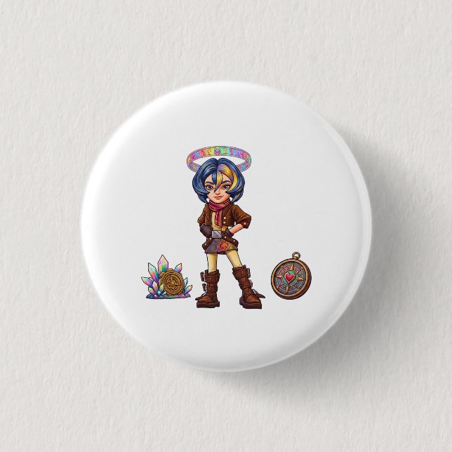 Cosmic Voyager: The Celestial Tim 1 Inch Round Button (Front)