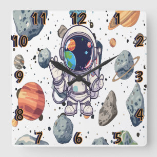 Cosmic Wall Clock – Space-Themed Planets & Rockets