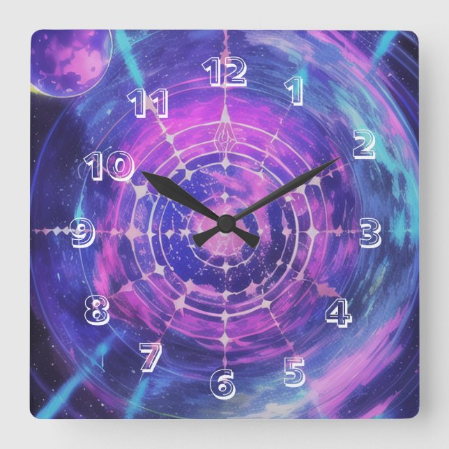 Cosmic Wall Clock,  Square Wall Clock (Front)