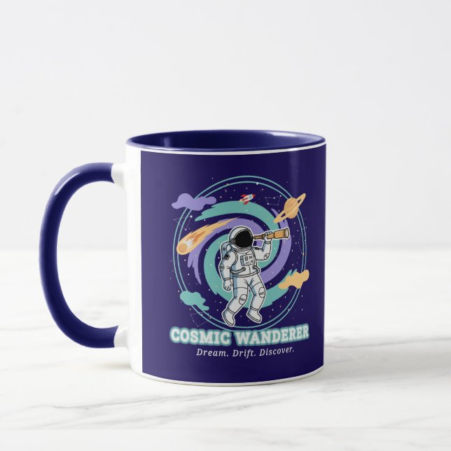 Cosmic Wanderer Astronaut Telescop Mug (Left)