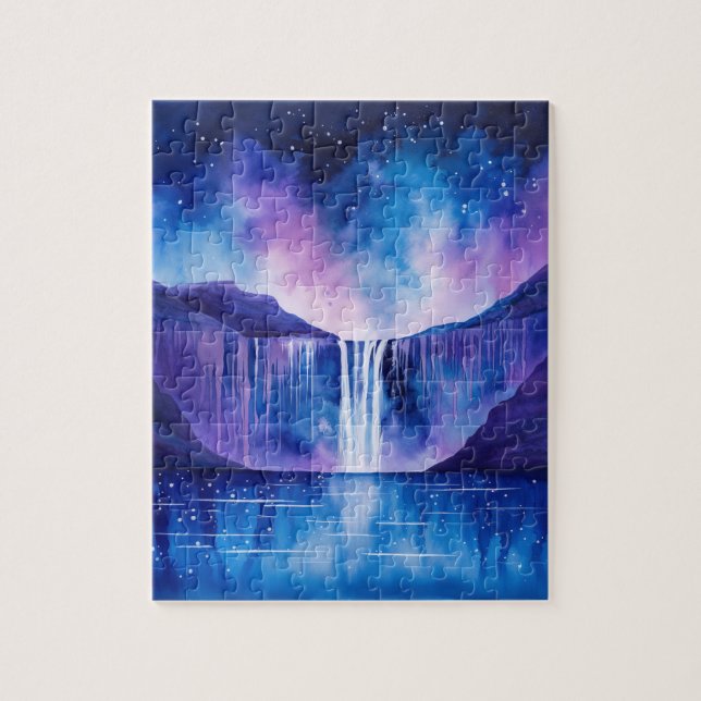 Cosmic Waterfall Purple Blue Jigsaw Puzzle (Vertical)