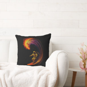 Cosmic Wave Rider Throw Pillow