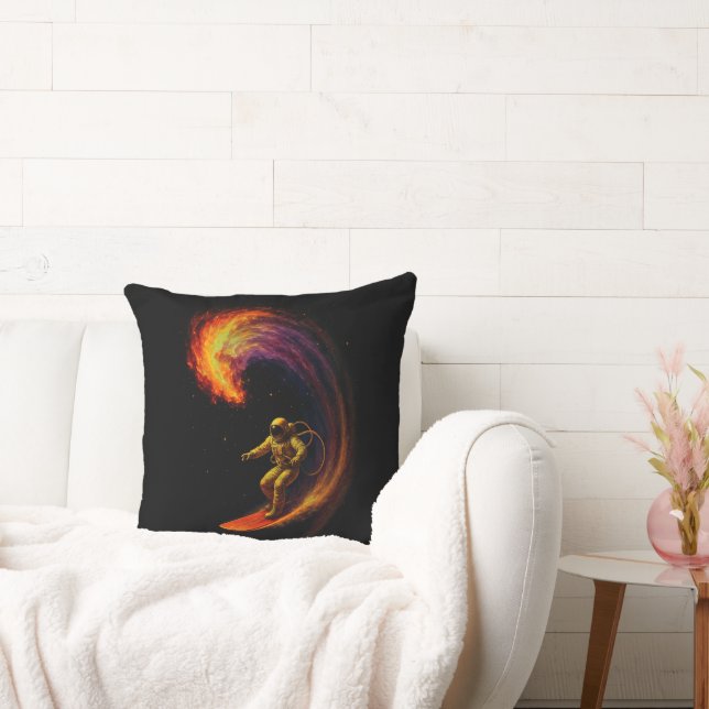 Cosmic Wave Rider Throw Pillow (Couch)