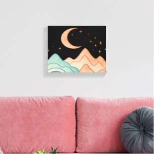 Cosmic Waves and Mountains Canvas Print