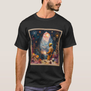 Cosmic Welder in Floral Dreamscape -  Welding art T-Shirt