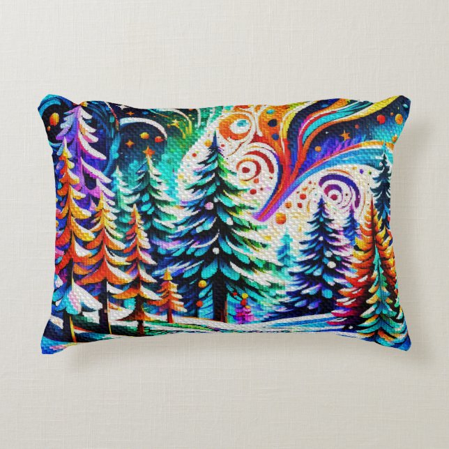 Cosmic Winter Forest Accent Pillow (Front)