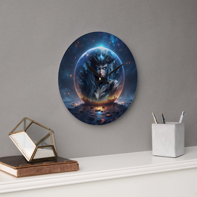 Cosmic Witch – Born from the Star Sphere. Large Clock (Office)