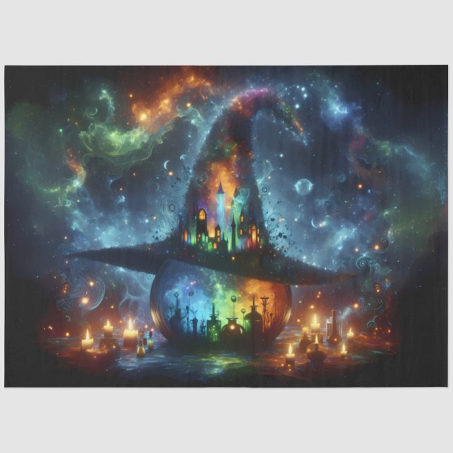 Cosmic Witch Hat with Candles and Halloween Magic  Tissue Paper (Front)