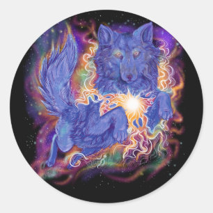 Cosmic Wolf Classic Round Sticker