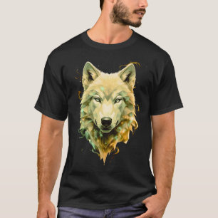 Cosmic Wolf Geometric Mystical Animal Art T-Shirt