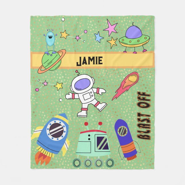 Cosmic World Personalized Fleece Blanket (Front)