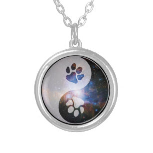 Cosmic Yin Yang Paw Silver Plated Necklace