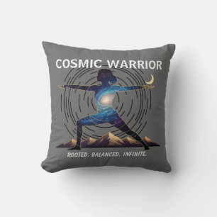 Cosmic Yoga Warrior Galaxy Body Pose Throw Pillow