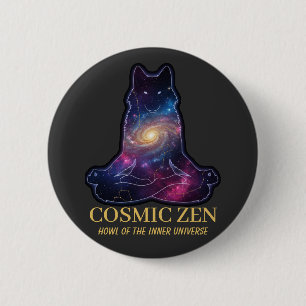 Cosmic Zen Wolf – Meditating Galaxy Spirit Animal 2 Inch Round Button
