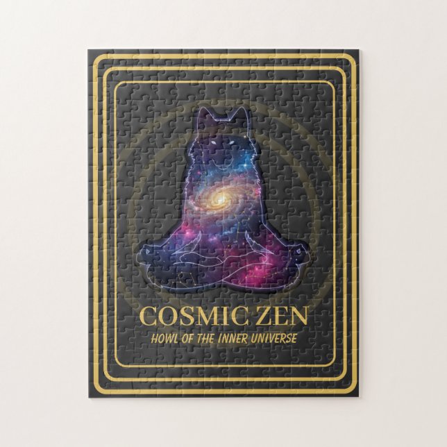 Cosmic Zen Wolf – Meditating Galaxy Spirit Animal  Jigsaw Puzzle (Vertical)