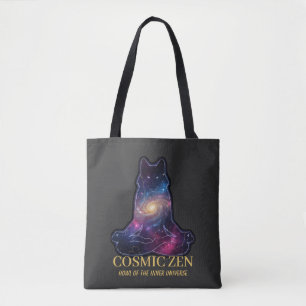 Cosmic Zen Wolf   Meditating Galaxy Spirit Animal  Tote Bag