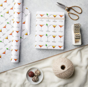 Cosmo Martini Manhattan Cocktail Glass Drinks Wrapping Paper