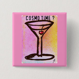 COSMO TIME MARTINI PRINT by Jill Get your party on 2 Inch Square Button