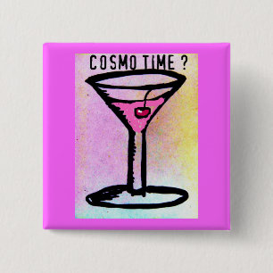 COSMO TIME PASTEL PRINT by Jill 2 Inch Square Button