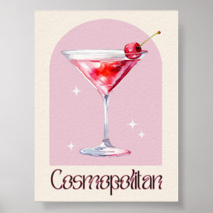 Cosmopolitan Art Print   Bar Decor Cocktail Poster