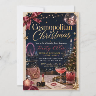 Cosmopolitan Christmas Birthday Party Invitation