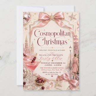 Cosmopolitan Christmas Holiday Cocktails & Cheer Invitation