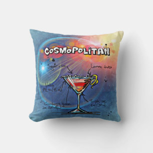 Cosmopolitan Cocktail (#2 of 12 Drink Recipe Sets) Throw Pillow