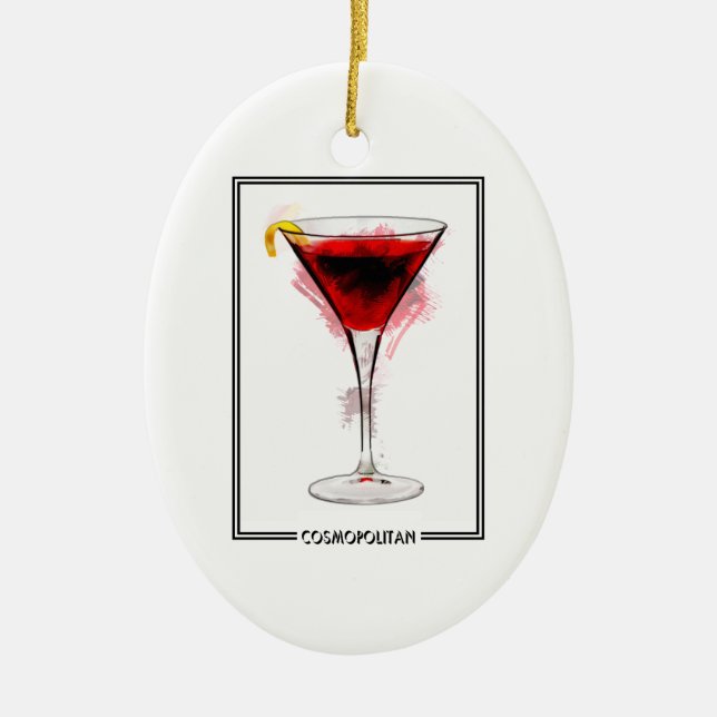 Cosmopolitan Cocktail Marker Sketch Ceramic Ornament (Front)