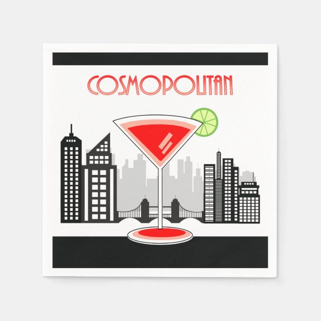 Cosmopolitan Cocktail Napkin, Lounge Theme Napkin (Front)