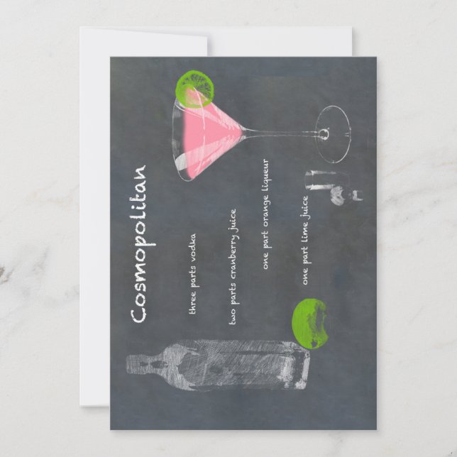 Cosmopolitan Cocktail Recipe Invitation (Front)