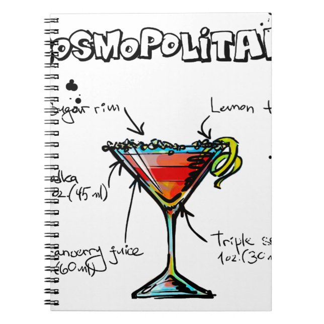 Cosmopolitan Cocktail Recipe Notebook (Front)