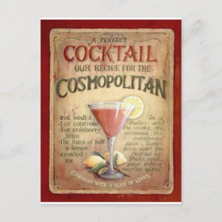 cosmopolitan cocktail recipe postcard
