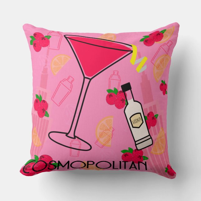 Cosmopolitan Cocktail Throw Pillow (Front)
