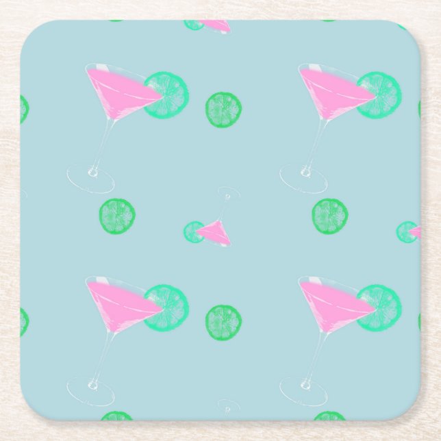 Cosmopolitan coctail square paper coaster (Front)