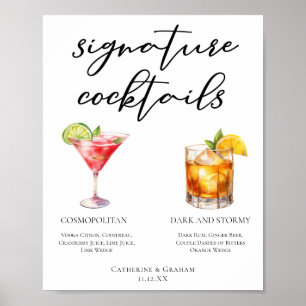 Cosmopolitan Dark Stormy Signature Cocktails Menu Poster