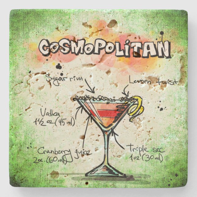 Cosmopolitan Drink Recipe Stone Coaster (Front)