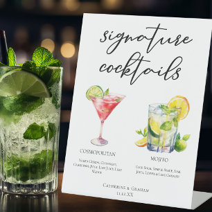 Cosmopolitan Mojito Signature Cocktails Menu Pedestal Sign