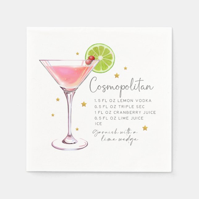Cosmopolitan Recipe Cocktail Napkin (Front)