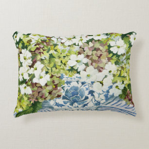 Cosmos and hydrangeas in a chinese vase 2013 accent pillow