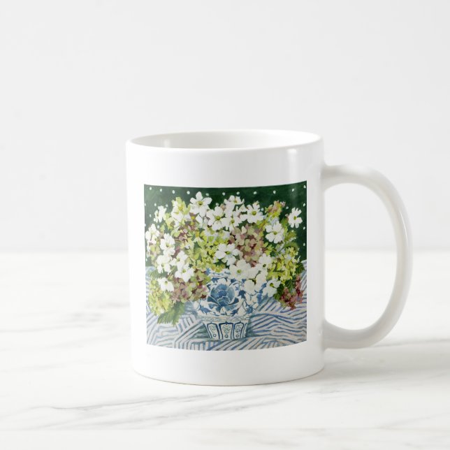 Cosmos and hydrangeas in a chinese vase 2013 coffee mug (Right)