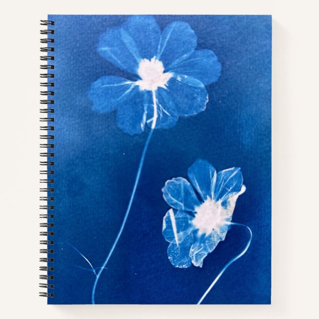 Cosmos Cyanotype Carnet spiral (Devant)