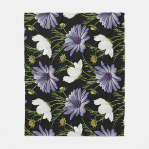 Cosmos Daisy Floral Seamless Collage Fleece Blanket